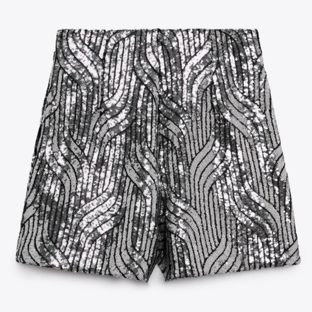 Sequin high waisted Bermuda shorts
